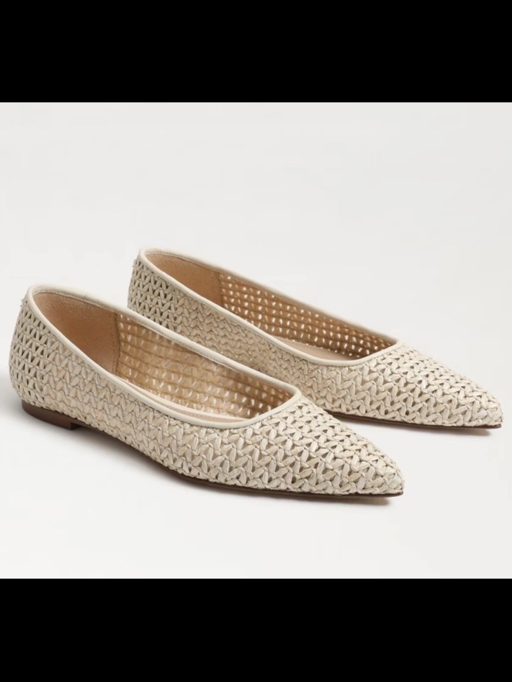 Sam Edelman Wanda Pointed Toe Knit woven Flats raffia cream shoes 10